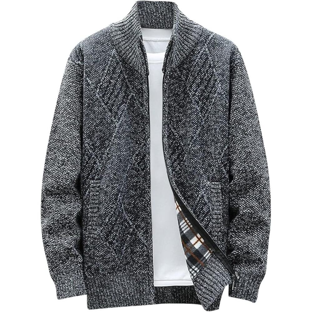NWOT ~ Men's Dark Gray / Black Zip Up Casual Fleece Lined Sweater Jacket ~ XXL